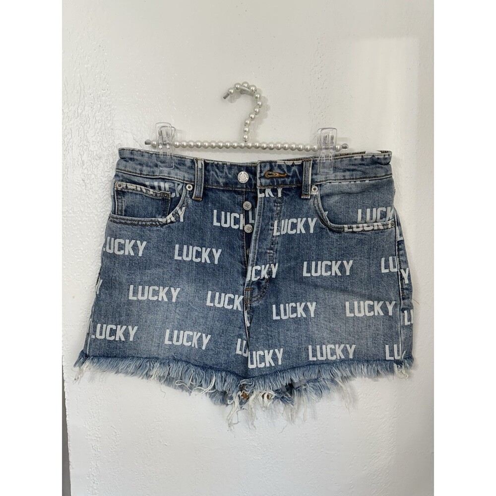 Lucky Brand Womens Totally Lucky  Pins Allover Printed High Rise Shorts Size 28 - Picture 2 of 8